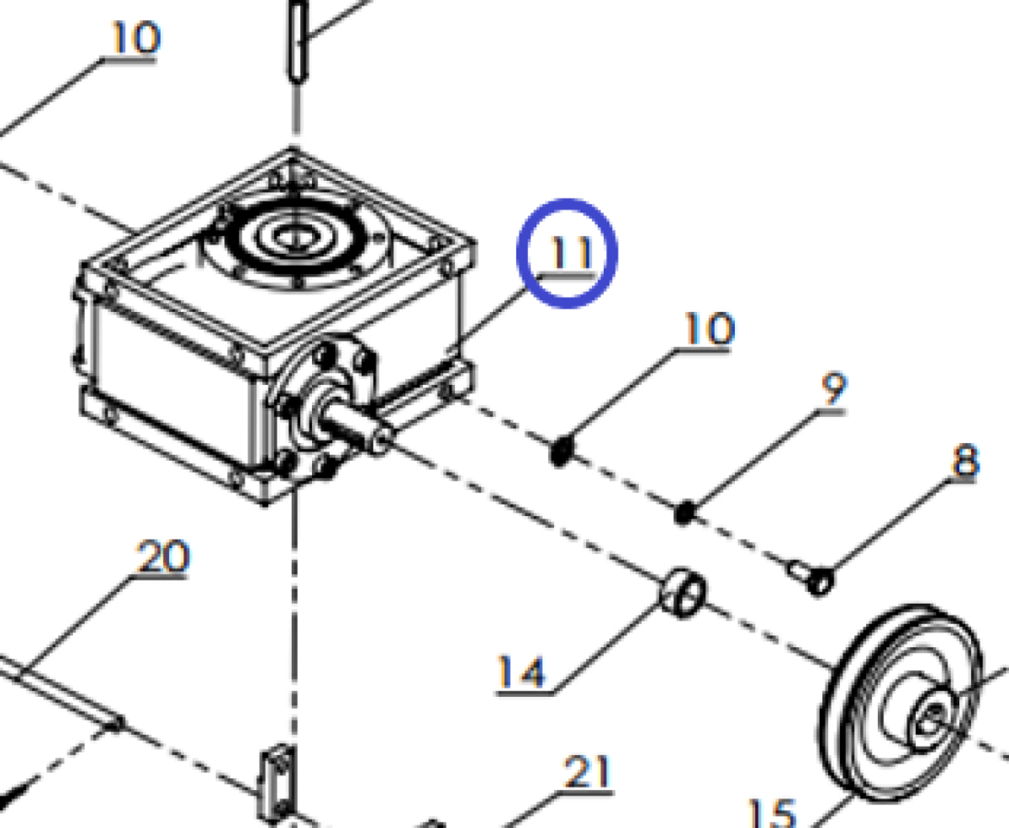 Редуктор в сборе TSS DMR600L/Gearbox, №2-11 (3040302015) Редуктор в сборе TSS DMR600L/Gearbox, №2-11 (3040302015)